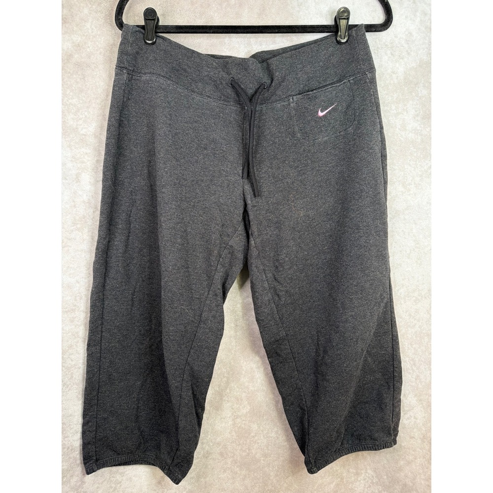 Nike Sweatpants Women Large Gray Dri-FIT Cropped Capri Joggers 427076-031